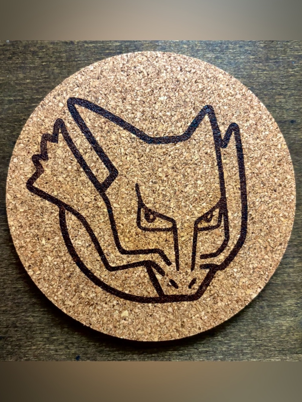 Pokemon Alakazam Face Laser Engraved Cork Coaster
